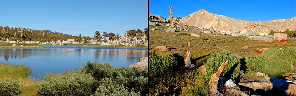 Left Hand Photo - Lake 2  Right Hand Photo - Cirque Peak in the distance.