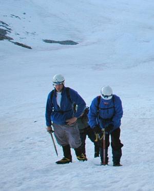 Climbers on the upper slopes of Mt Ritter