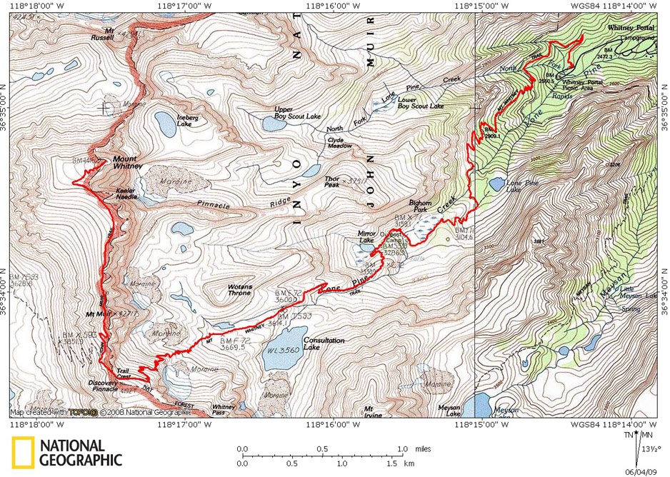Mt Whitney Trail Map